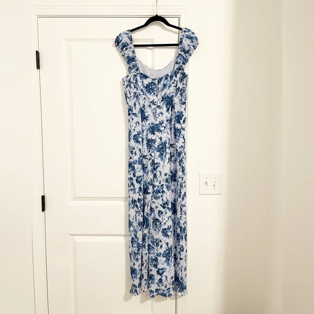 Abercrombie & Fitch Floral-print Square-neck Midi Dress
